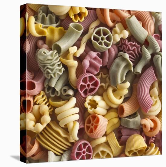 Pasta in Assorted Shapes and Colours (Filling the Image)-Dave King-Stretched Canvas