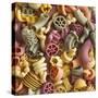 Pasta in Assorted Shapes and Colours (Filling the Image)-Dave King-Stretched Canvas