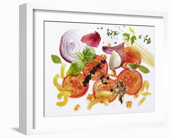 Pasta, Tomatoes, Herbs, Spices, Onions, Garlic-Karl Newedel-Framed Photographic Print