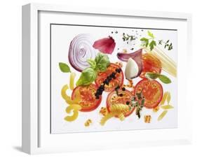 Pasta, Tomatoes, Herbs, Spices, Onions, Garlic-Karl Newedel-Framed Photographic Print