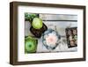 Pastel Cactus in the Pot Top View on the Wooden Table Backgrounds. Spring Flower Concept-psodaz-Framed Photographic Print