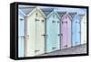 Pastel Colored Beach Cabins-Cora Niele-Framed Stretched Canvas