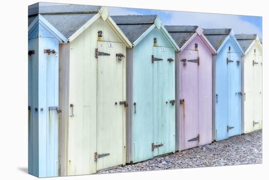 Pastel Colored Beach Cabins-Cora Niele-Stretched Canvas