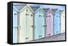 Pastel Colored Beach Cabins-Cora Niele-Framed Stretched Canvas