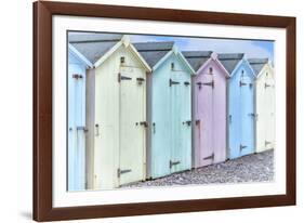 Pastel Colored Beach Cabins-Cora Niele-Framed Photographic Print