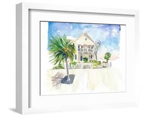 Pastel Colored Conch Houses on Whitehead Street Key West-M. Bleichner-Framed Art Print
