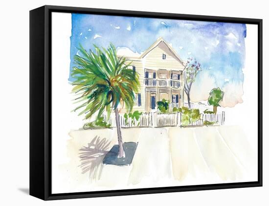 Pastel Colored Conch Houses on Whitehead Street Key West-M. Bleichner-Framed Stretched Canvas