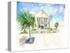 Pastel Colored Conch Houses on Whitehead Street Key West-M. Bleichner-Stretched Canvas