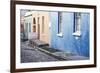 Pastel Colored Homes on Cobblestone Street in Bo-Kaap Residential District-Kimberly Walker-Framed Photographic Print