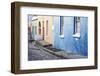 Pastel Colored Homes on Cobblestone Street in Bo-Kaap Residential District-Kimberly Walker-Framed Photographic Print