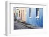 Pastel Colored Homes on Cobblestone Street in Bo-Kaap Residential District-Kimberly Walker-Framed Photographic Print