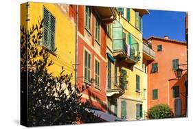 Pastel Colored Houses, Portofino, Liguria, Italy-George Oze-Stretched Canvas