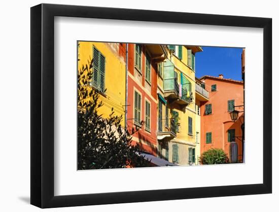 Pastel Colored Houses, Portofino, Liguria, Italy-George Oze-Framed Photographic Print