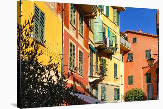 Pastel Colored Houses, Portofino, Liguria, Italy-George Oze-Stretched Canvas