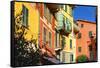 Pastel Colored Houses, Portofino, Liguria, Italy-George Oze-Framed Stretched Canvas