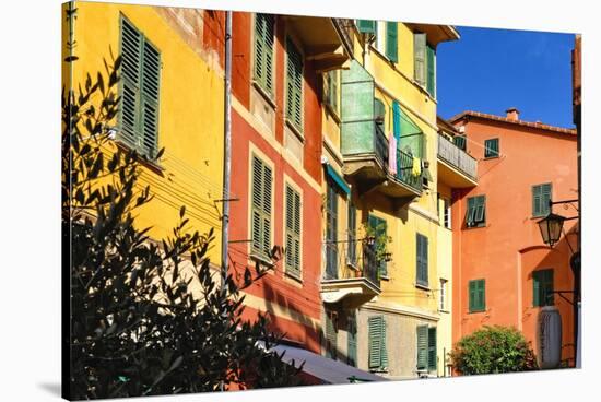 Pastel Colored Houses, Portofino, Liguria, Italy-George Oze-Stretched Canvas