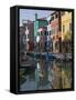 Pastel Coloured Houses Reflected in a Canal, Burano, Venetian Lagoon, Venice, Veneto-James Emmerson-Framed Stretched Canvas