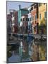 Pastel Coloured Houses Reflected in a Canal, Burano, Venetian Lagoon, Venice, Veneto-James Emmerson-Mounted Photographic Print