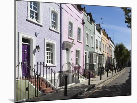 Pastel Coloured Terraced Houses, Bywater Street, Chelsea, London, England, United Kingdom, Europe-Stuart Black-Mounted Photographic Print