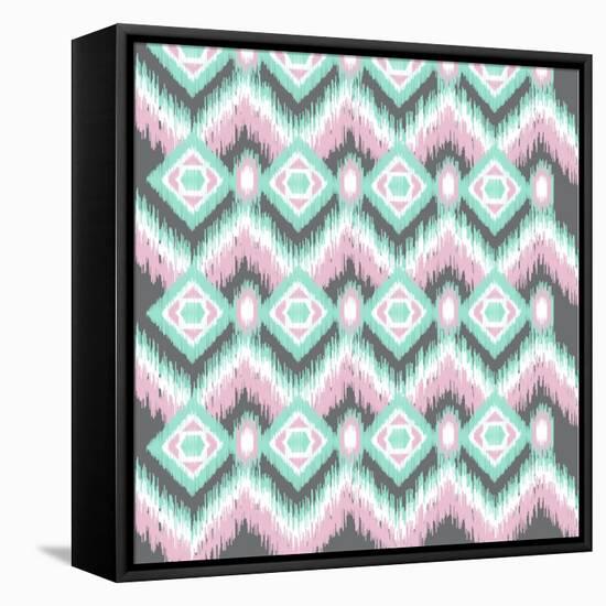 Pastel Ikat-Joanne Paynter Design-Framed Stretched Canvas