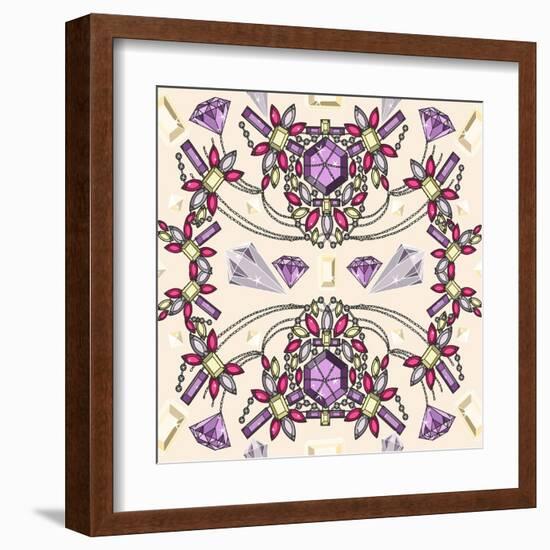 Pastel Jewelery Necklace Kaleidoscope Pattern-cherry blossom girl-Framed Art Print