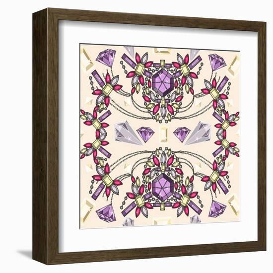 Pastel Jewelery Necklace Kaleidoscope Pattern-cherry blossom girl-Framed Art Print