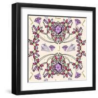 Pastel Jewelery Necklace Kaleidoscope Pattern-cherry blossom girl-Framed Art Print