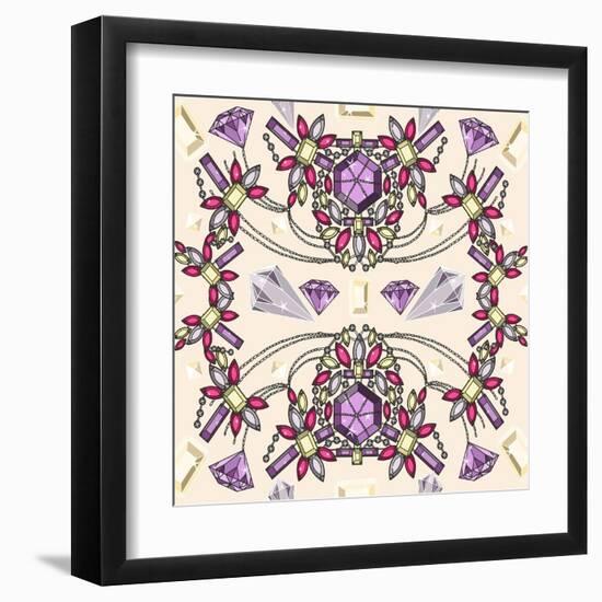 Pastel Jewelery Necklace Kaleidoscope Pattern-cherry blossom girl-Framed Art Print