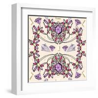 Pastel Jewelery Necklace Kaleidoscope Pattern-cherry blossom girl-Framed Art Print