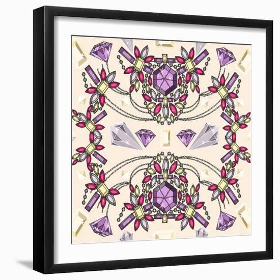 Pastel Jewelery Necklace Kaleidoscope Pattern-cherry blossom girl-Framed Art Print