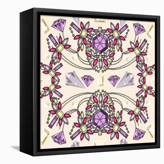 Pastel Jewelery Necklace Kaleidoscope Pattern-cherry blossom girl-Framed Stretched Canvas