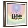 Pastel North Star Peace To All Pine Trees Colored-Lisa Katharina-Framed Giclee Print