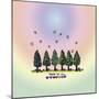 Pastel North Star Peace To All Pine Trees Colored-Lisa Katharina-Mounted Giclee Print
