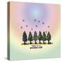 Pastel North Star Peace To All Pine Trees Colored-Lisa Katharina-Stretched Canvas