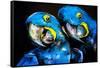 Pastel Painting of a Blue Parrots on a Cardboard. Modern Art-Ivailo Nikolov-Framed Stretched Canvas