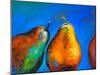Pastel Painting on a Cardboard. Pears-Fruits on a Blue Background. Modern Art-Ivailo Nikolov-Mounted Art Print