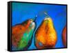 Pastel Painting on a Cardboard. Pears-Fruits on a Blue Background. Modern Art-Ivailo Nikolov-Framed Stretched Canvas