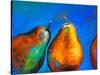 Pastel Painting on a Cardboard. Pears-Fruits on a Blue Background. Modern Art-Ivailo Nikolov-Stretched Canvas