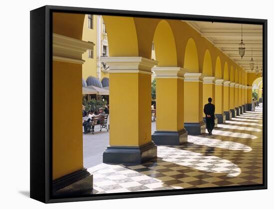 Pastel Shades and Colonial Architecture on the Plaza De Armas in Lima, Peru-Andrew Watson-Framed Stretched Canvas