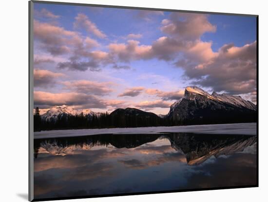 Pastel Shades of Dusk Over Mt. Rundle and Vermilion Lake, Banff National Park, Alberta, Canada-Mark Newman-Mounted Photographic Print