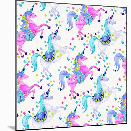 Pastel Unicorns Pattern-Cat Coquillette-Mounted Giclee Print