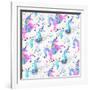 Pastel Unicorns Pattern-Cat Coquillette-Framed Giclee Print