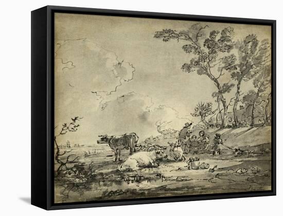 Pastoral Etching II-null-Framed Stretched Canvas