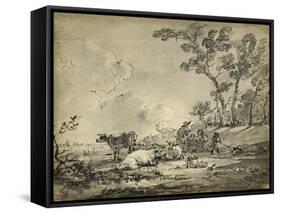 Pastoral Etching II-null-Framed Stretched Canvas