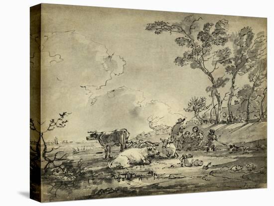 Pastoral Etching II-null-Stretched Canvas