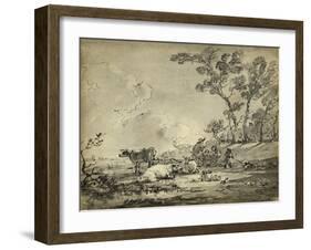 Pastoral Etching II-null-Framed Art Print