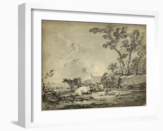 Pastoral Etching II-null-Framed Art Print