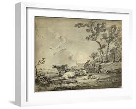 Pastoral Etching II-null-Framed Art Print