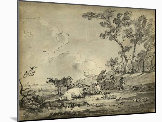 Pastoral Etching II-null-Mounted Art Print