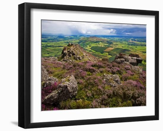 Pastoral Fields from Above Coumshingaun Lake, Comeragh Mountains, County Waterford, Ireland-null-Framed Premium Photographic Print